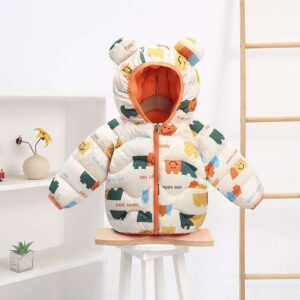 Polar Bear Print Puffer Hooded Jacket